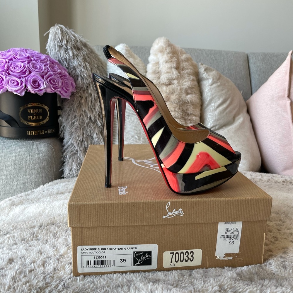 Christian Louboutin Multicolor Lady Peep Slingback
